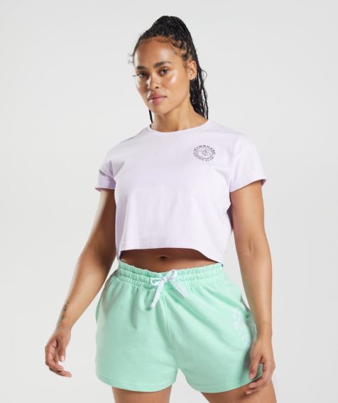 Women's Gymshark Legacy Cropped Tops Light Purple | NZ 8LPKFW